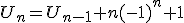 U_n=U_{n-1}+n(-1)^{n}+1